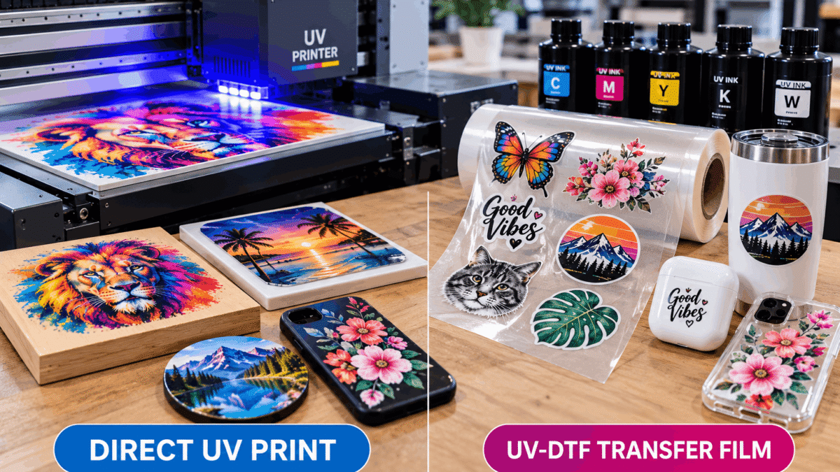 UV-Druck oder UV-DTF im Vergleich für unterschiedliche Anwendungen