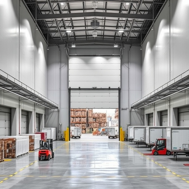 Cold chain logistics doors at a refrigerated distribution center